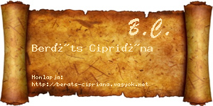 Beráts Cipriána névjegykártya